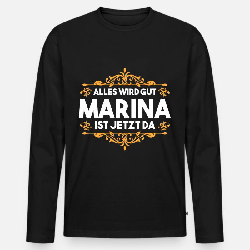 Marina - Männer Premium Bio Langarmshirt - Schwarz