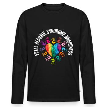 Pretty Hand Art pour la sensibilisation à l’alcool fœtal - - T-shirt manches longues Premium bio Homme - noir - Devant - Nico (187cm)