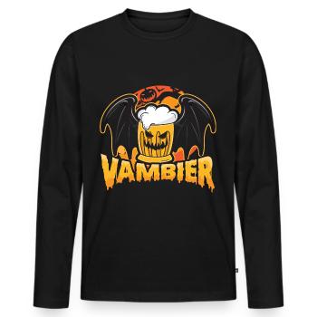Vambier Fledermaus lustiger Spruch Happy Hallowen - Männer Premium Bio Langarmshirt - Schwarz - Vorne - Nico (187cm)