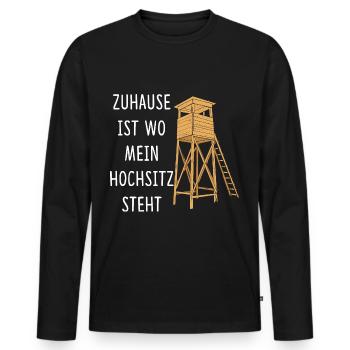 Zuhause Ist Wo Mein Hochsitz Steht Jäger Jagd - Männer Premium Bio Langarmshirt - Schwarz - Vorne - Nico (187cm)