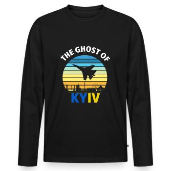 I Stand With Ukraine , The Ghost of Kyiv - Men's Premium Organic Long Sleeve Shirt - black - Front - Nico (187cm)