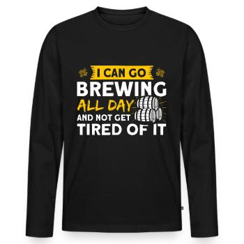Den ganzen Tag brauen und nicht müde werden Brauer - Männer Premium Bio Langarmshirt - Schwarz - Vorne - Nico (187cm)