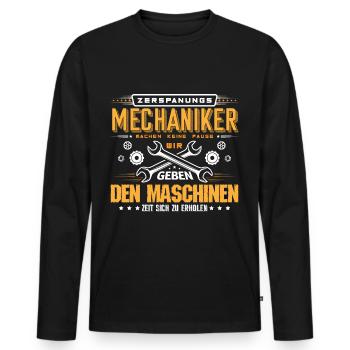 Zerspanungsmechaniker Fräsen Drehen - Männer Premium Bio Langarmshirt - Schwarz - Vorne - Nico (187cm)