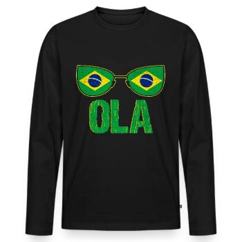 Drapeau du Brésil - T-shirt manches longues Premium bio Homme - noir - Devant - Nico (187cm)