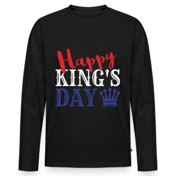 Kings Day Happy Königstag Niederländische Flagge - Männer Premium Bio Langarmshirt - Schwarz - Vorne - Nico (187cm)
