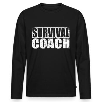 Survival Trainer, Coach, Nature, Adventure - Men's Premium Organic Long Sleeve Shirt - black - Front - Nico (187cm)