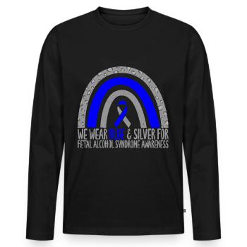 Coor Rainbow Art We Wear Blue & Silver For Fetal - Men's Premium Organic Long Sleeve Shirt - black - Front - Nico (187cm)