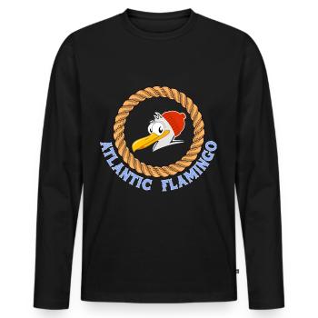 Atlantic Flamingo Funny Seagulls Design - Men's Premium Organic Long Sleeve Shirt - black - Front - Nico (187cm)