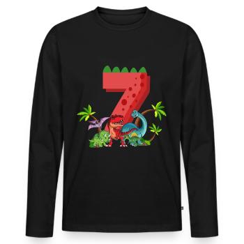 7 Jahre Geburtstag Dinosaurier Dino Ich bin 7 - Männer Premium Bio Langarmshirt - Schwarz - Vorne - Nico (187cm)