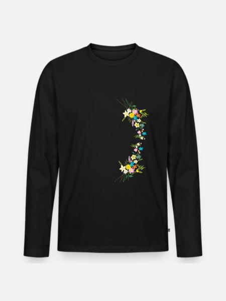 Wildblumenstrauß blühende Blumenkunst - Männer Premium Bio Langarmshirt - Schwarz