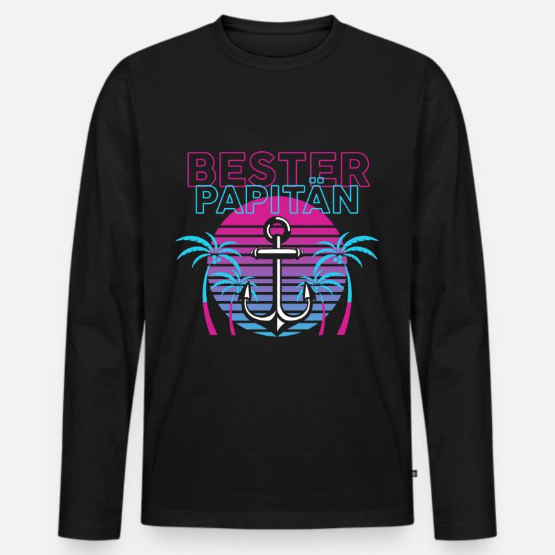 Bester Papitän - Männer Premium Bio Langarmshirt - Schwarz
