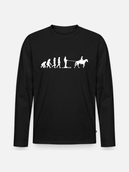Horse Skijöring Skifahren Wintersport Evolution - Männer Premium Bio Langarmshirt - Schwarz