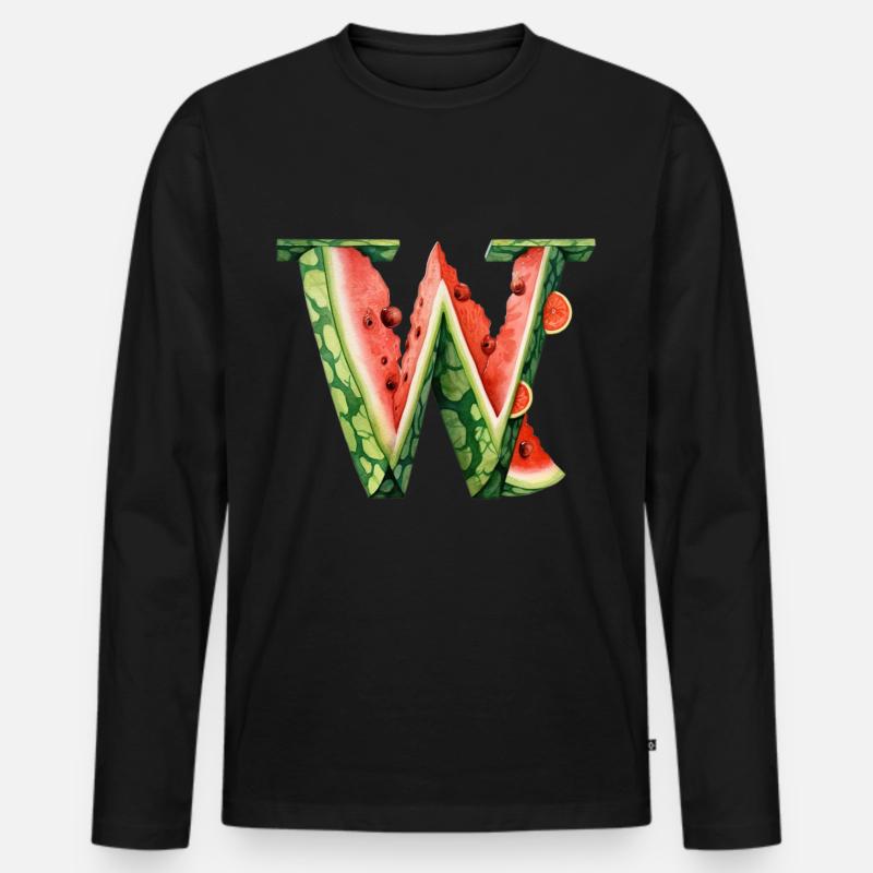 Wassermelonen Buchstabe Melonen - Männer Premium Bio Langarmshirt - Schwarz