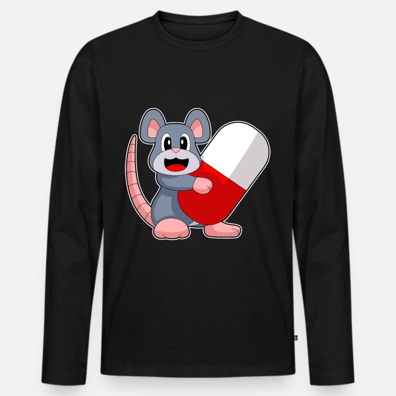 Maus Arzt Medizin - Männer Premium Bio Langarmshirt - Schwarz