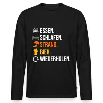 Sommerurlaub Bier Urlauber Urlaub - Männer Premium Bio Langarmshirt - Schwarz - Vorne - Nico (187cm)