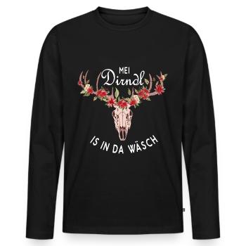 Dirndl est dans da Wäsch Hirschgeweih Volksfest - T-shirt manches longues Premium bio Homme - noir - Devant - Nico (187cm)