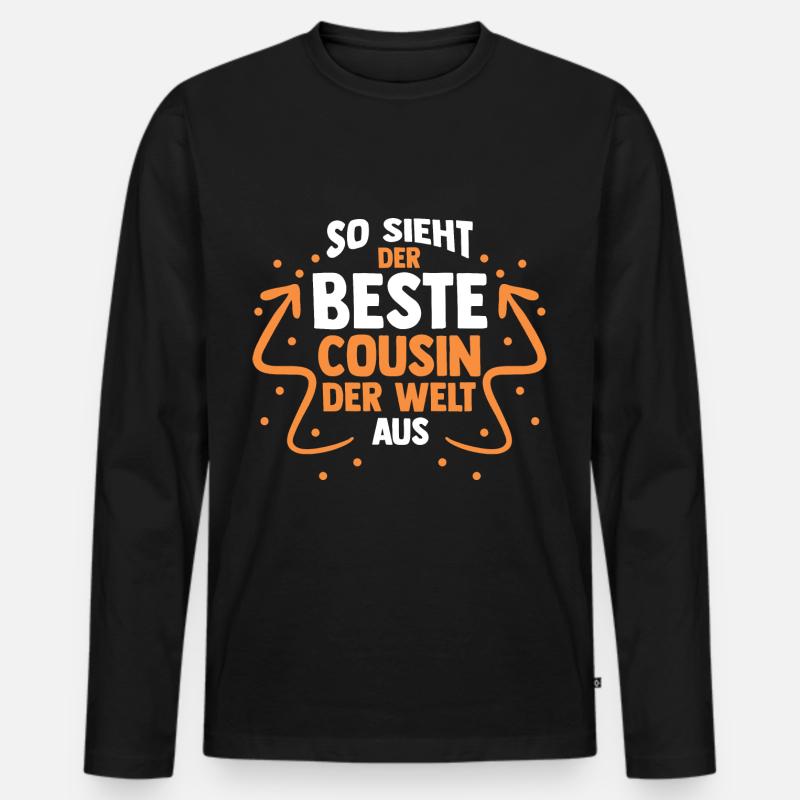 Cousins Cousin - Männer Premium Bio Langarmshirt - Schwarz