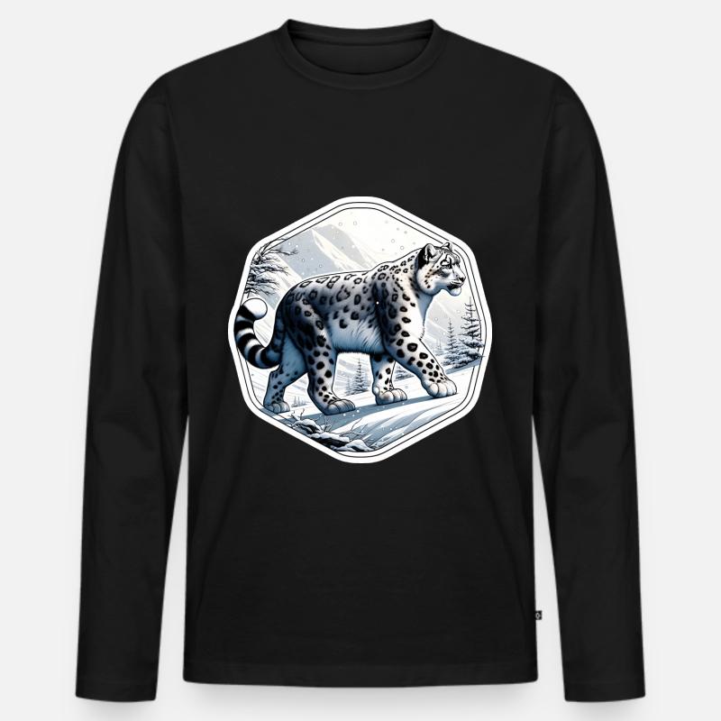 Snow Leopard Leopard White Leopard - Men's Premium Organic Long Sleeve Shirt - black