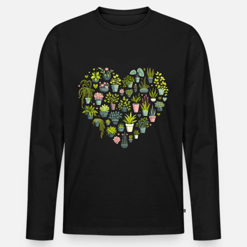 Pflanzenherz - Männer Premium Bio Langarmshirt - Schwarz
