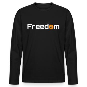 Bitcoin BTC freedom cryptocurrency - Men's Premium Organic Long Sleeve Shirt - black - Front - Nico (187cm)