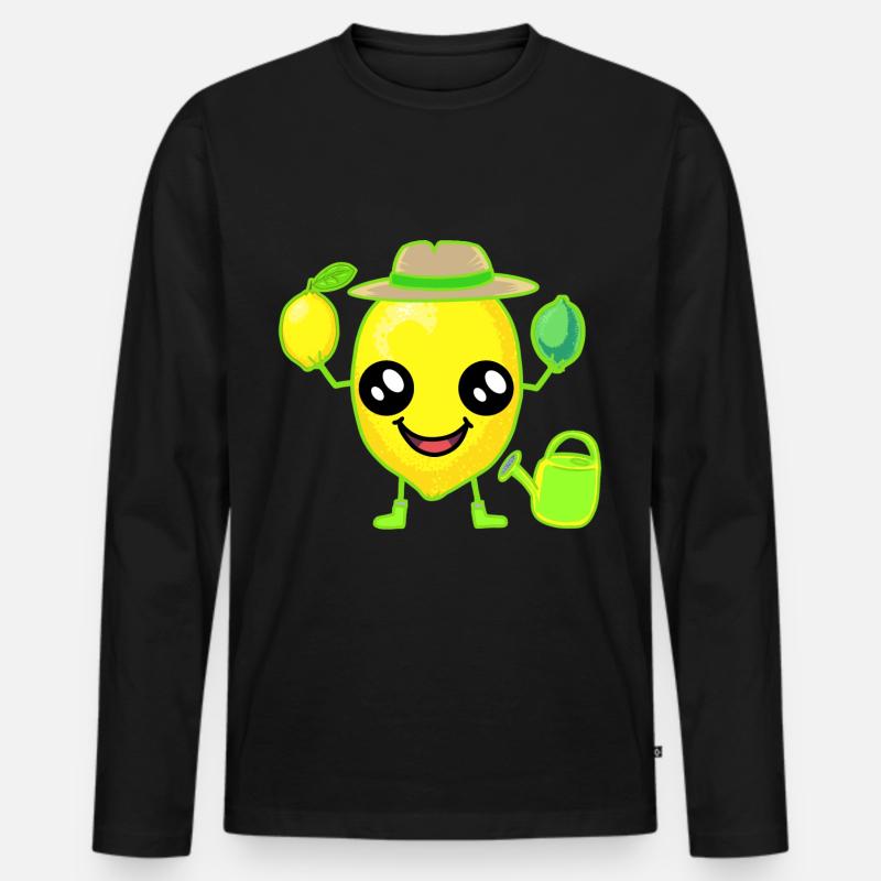 Zitronen Zitrone - Männer Premium Bio Langarmshirt - Schwarz
