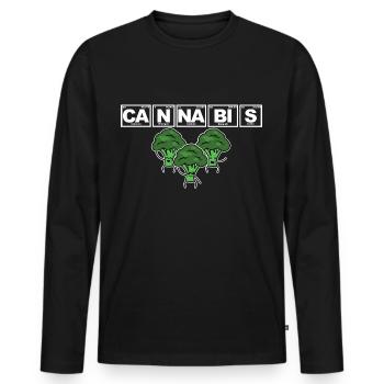 Cannabis - Brokkoli, Chemie, Periodensystem - Männer Premium Bio Langarmshirt - Schwarz - Vorne - Nico (187cm)