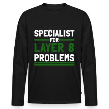Computer Computerarbeit witzige Sprüche Layer 8 - Männer Premium Bio Langarmshirt - Schwarz - Vorne - Nico (187cm)