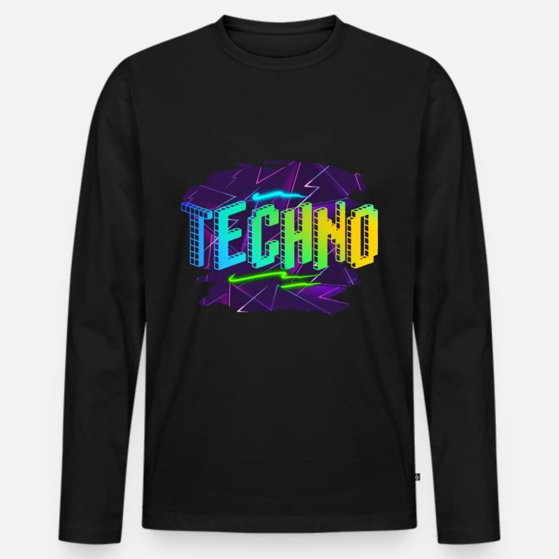 Techno - Männer Premium Bio Langarmshirt - Schwarz