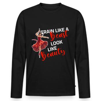 Pole Dance - Train like a Beast look like a Beauty - Men's Premium Organic Long Sleeve Shirt - black - Front - Nico (187cm)