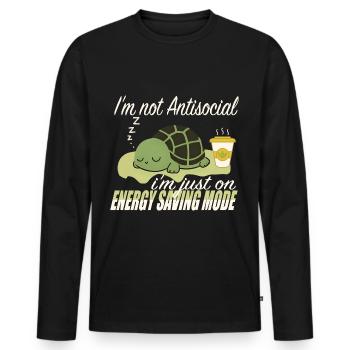 Funny Introvert Quote I’m Just on Energy-Saving - Men's Premium Organic Long Sleeve Shirt - black - Front - Nico (187cm)