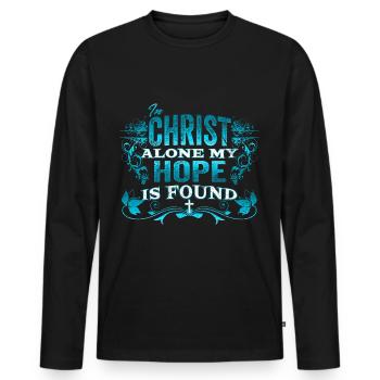 In Christ alone my hope is found - Christian - Men's Premium Organic Long Sleeve Shirt - black - Front - Nico (187cm)