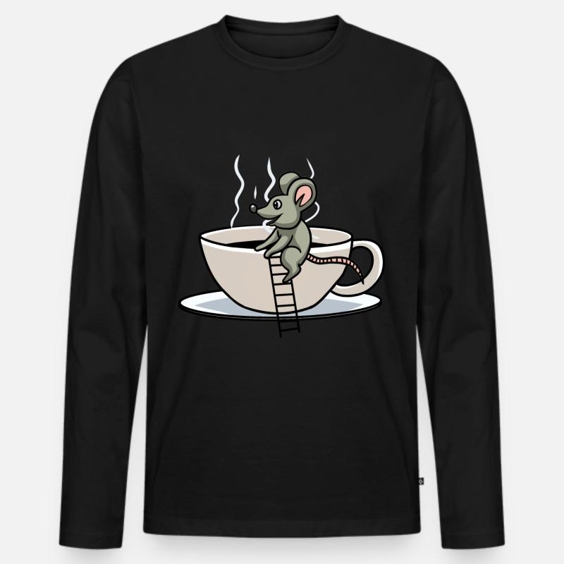 Guten Morgen Kaffee Koffein Maus Nager Frühstück - Männer Premium Bio Langarmshirt - Schwarz