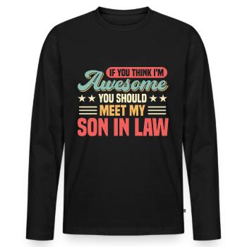 Rencontrez mon gendre - T-shirt manches longues Premium bio Homme - noir - Devant - Nico (187cm)