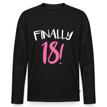 18e anniversaire 18 ans Dix-huit ans - T-shirt manches longues Premium bio Homme - noir - Devant - Nico (187cm)