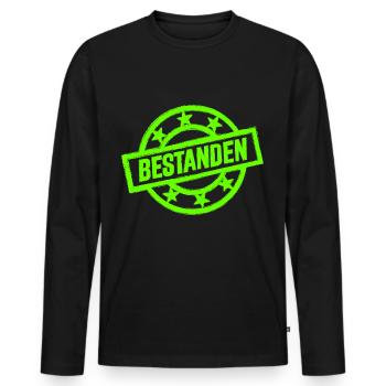 Bestanden Stempel Führerschein Prüfung Klausur - Männer Premium Bio Langarmshirt - Schwarz - Vorne - Nico (187cm)