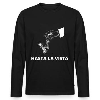 Chess Saying Gift Checkmate Queens Gambit - Men's Premium Organic Long Sleeve Shirt - black - Front - Nico (187cm)