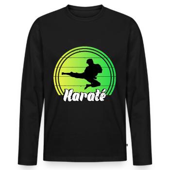 Karate - Männer Premium Bio Langarmshirt - Schwarz - Vorne - Nico (187cm)