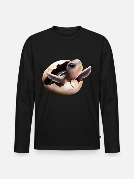 Turtle hatches from the egg - Men's Premium Organic Long Sleeve Shirt - black