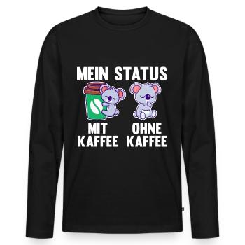 Koala Mein Status Mit Kaffee Ohne Kaffee - Männer Premium Bio Langarmshirt - Schwarz - Vorne - Nico (187cm)