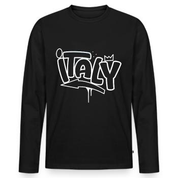 Italie Graffiti - T-shirt manches longues Premium bio Homme - noir - Devant - Nico (187cm)