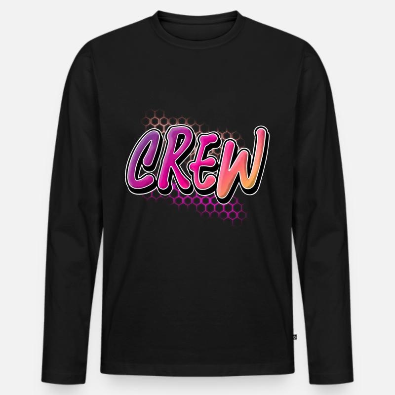 Crew - Männer Premium Bio Langarmshirt - Schwarz