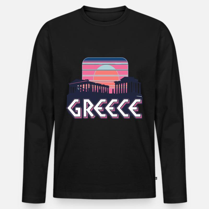 Greece Griechenland - Männer Premium Bio Langarmshirt - Schwarz
