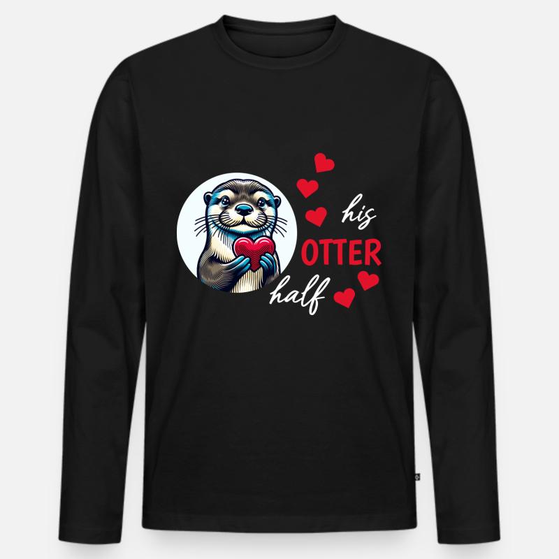 Otter half liebe geschenk - Männer Premium Bio Langarmshirt - Schwarz