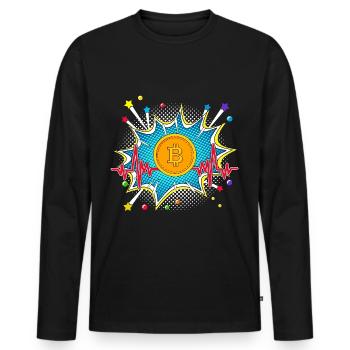 Panzer Pop Art Comic Retro Herzschlag - Männer Premium Bio Langarmshirt - Schwarz - Vorne - Nico (187cm)