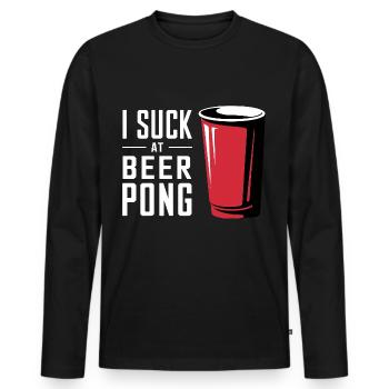 I Suck At Beer Pong 10 - Männer Premium Bio Langarmshirt - Schwarz - Vorne - Nico (187cm)