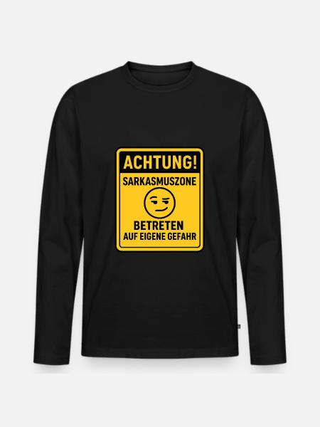 Sarkasmuszone Ironie Witziges Statement-Shirt - Männer Premium Bio Langarmshirt - Schwarz