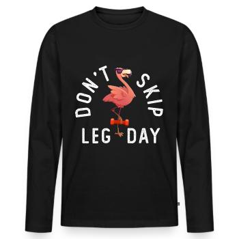 Don't Skip Leg Day - Männer Premium Bio Langarmshirt - Schwarz - Vorne - Nico (187cm)