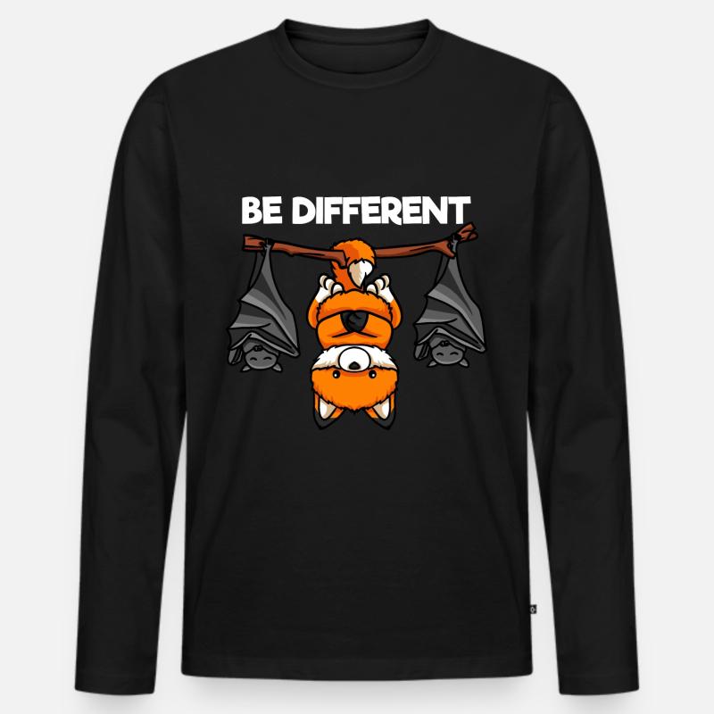 Be Different Fuchs und Fledermäuse - Männer Premium Bio Langarmshirt - Schwarz