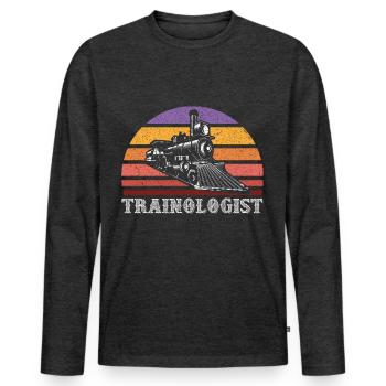 Train driver locomotive - Men's Premium Organic Long Sleeve Shirt - heather anthracite - Front - Nico (187cm)