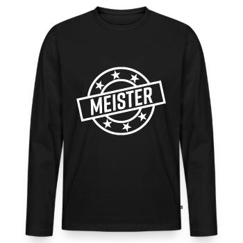 Meister Meisterprüfung Stempel Auszeichnung - Männer Premium Bio Langarmshirt - Schwarz - Vorne - Nico (187cm)